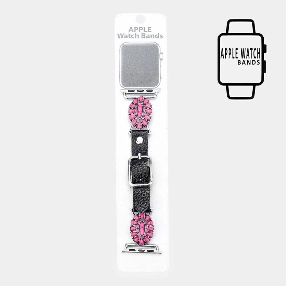 NWT Bohemian Pink Embossed Teardrop Stone Antique Silver Apple Watch Band